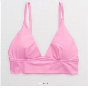 bnwt aerie longline triangle v neck bikini top hot pink